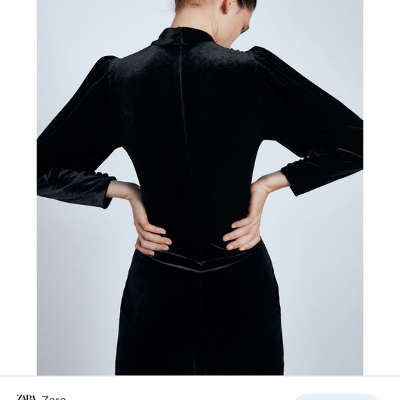 NWT Zara Velvet high neck long sleeve Mini Dress - Picture 9 of 16